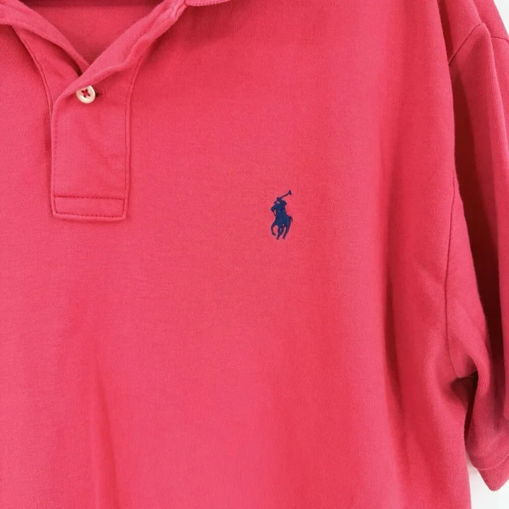 Ralph Lauren Polo Shirt Mens Size L Red Pony Classic Fit Short Sleeve Cotton